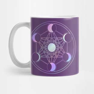 Sacred Geometry Spiritual Meditation Metatrone cube Moon Phases Mug